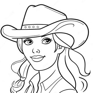 Page A Colorier De Cowgirl Mignonne Avec Un Chapeau 3690-2999