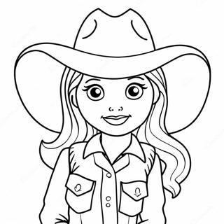 Page A Colorier De Cowgirl Mignonne Avec Un Chapeau 3690-3000