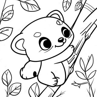 Page A Colorier De Panda Rouge Mignon Jouant Dans Les Arbres 3700-3005