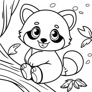 Page A Colorier De Panda Rouge Mignon Jouant Dans Les Arbres 3700-3006