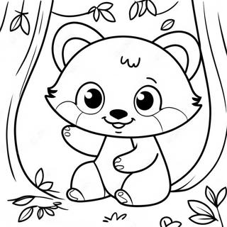 Page A Colorier De Panda Rouge Mignon Jouant Dans Les Arbres 3700-3007