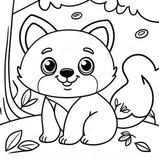 Page A Colorier De Panda Rouge Mignon Jouant Dans Les Arbres 3700-3008