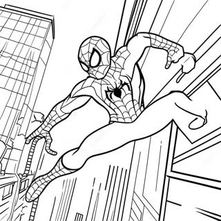 Page A Colorier De Spiderman Se Balancant A Travers La Ville 37016-30829