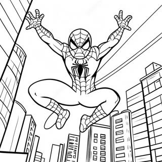 Page A Colorier De Spiderman Se Balancant A Travers La Ville 37016-30830