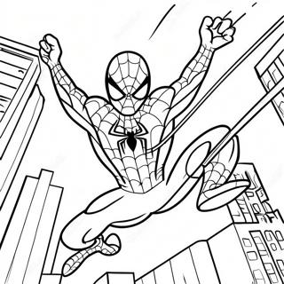 Page A Colorier De Spiderman Se Balancant A Travers La Ville 37016-30831