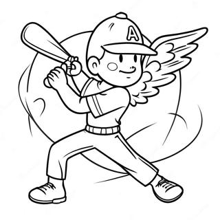 Page A Colorier Dun Joueur De Baseball Des Angels Frappant Avec Une Batte 37206-30979