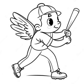 Page A Colorier Dun Joueur De Baseball Des Angels Frappant Avec Une Batte 37206-30980