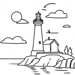 Page A Colorier Phare Majestueux Au Coucher Du Soleil 37386-31128