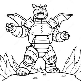 Mechagodzilla En Bataille Page A Colorier 3750-3047