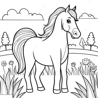 Page A Colorier Dun Cheval Paint Elegant Dans Une Prairie 37556-31261