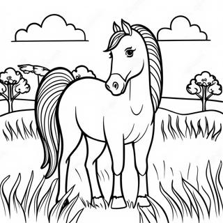 Page A Colorier Dun Cheval Paint Elegant Dans Une Prairie 37556-31262