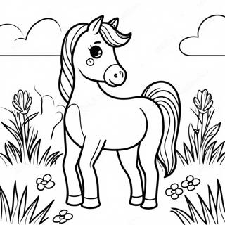 Page A Colorier Dun Cheval Paint Elegant Dans Une Prairie 37556-31263