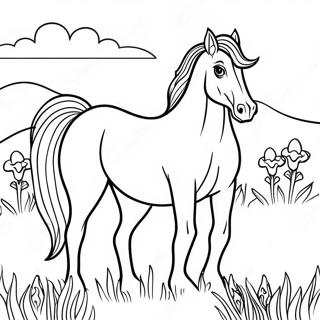 Page A Colorier Dun Cheval Paint Elegant Dans Une Prairie 37556-31264