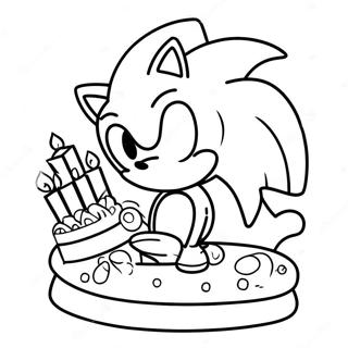 Page A Colorier De Sonic Avec Un Gateau Danniversaire 37667-31341