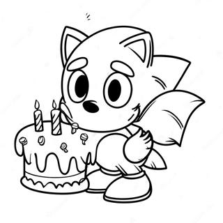 Page A Colorier De Sonic Avec Un Gateau Danniversaire 37667-31343