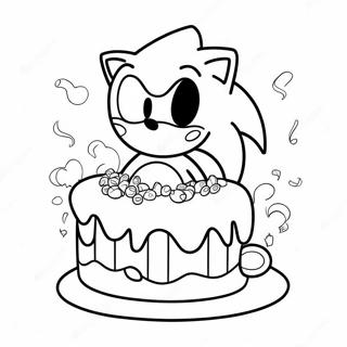 Page A Colorier De Sonic Avec Un Gateau Danniversaire 37667-31344