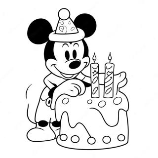 Page A Colorier Mickey Mouse Avec Un Gateau Danniversaire 37697-31367