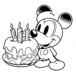 Page A Colorier Mickey Mouse Avec Un Gateau Danniversaire 37697-31368