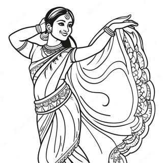 Page A Colorier Fille Indienne Dansant En Saree 37717-31381