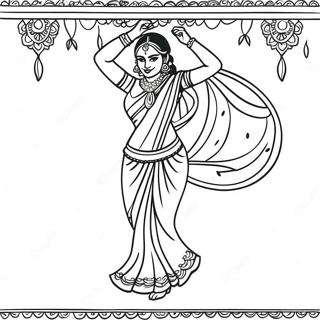 Page A Colorier Fille Indienne Dansant En Saree 37717-31383