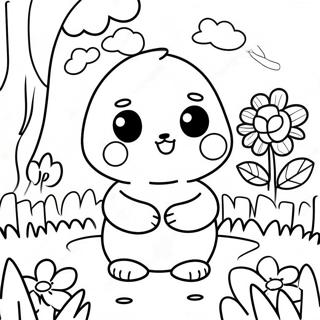 Petit Ping Dans Une Page A Colorier De Jardin Colore 37767-31427