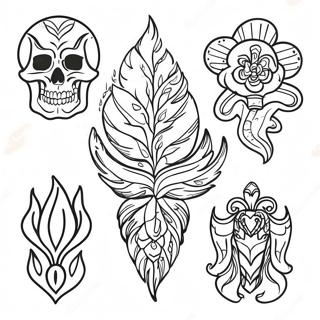 Page A Colorier Designs De Tatouage Traditionnel Americain Vintage 37977-31593