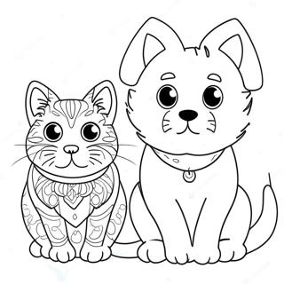 Page A Colorier Chat Et Chien Pour Adultes 37986-31600