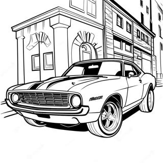 Page A Colorier De Voiture De Muscle Classique En Action 3801-3078