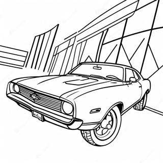 Page A Colorier De Voiture De Muscle Classique En Action 3801-3080