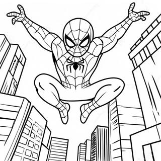 Page A Colorier Spiderman Se Balancant A Travers La Ville 38137-31710