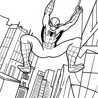 Page A Colorier Spiderman Se Balancant A Travers La Ville 38137-31711