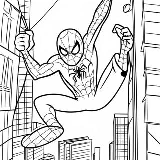 Page A Colorier Spiderman Se Balancant A Travers La Ville 38137-31712