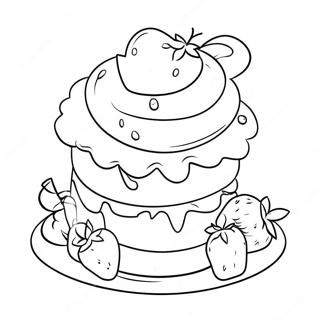 Page A Colorier De Delicieux Gateau Aux Fraises Avec Confiture De Cerise 38217-31787