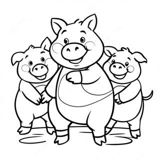 Page A Colorier Des Trois Petits Cochons Heureux 3831-3101