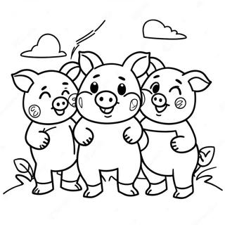 Page A Colorier Des Trois Petits Cochons Heureux 3831-3102