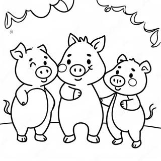 Page A Colorier Des Trois Petits Cochons Heureux 3831-3103