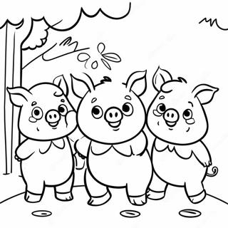 Page A Colorier Des Trois Petits Cochons Heureux 3831-3104