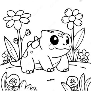 Page A Colorier De Bulbizarre Dans Un Jardin De Fleurs 38407-31925