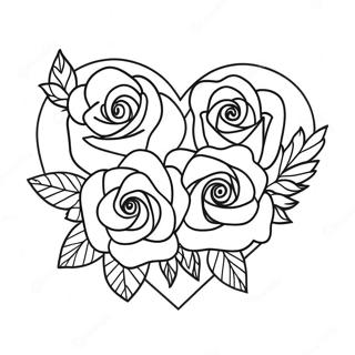 Page A Colorier De Bouquet De Roses En Coeur Magnifique 3841-3109