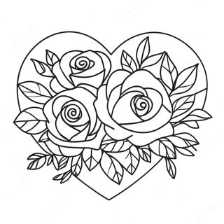 Page A Colorier De Bouquet De Roses En Coeur Magnifique 3841-3110