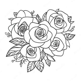 Page A Colorier De Bouquet De Roses En Coeur Magnifique 3841-3111