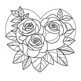 Page A Colorier De Bouquet De Roses En Coeur Magnifique 3841-3112