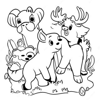 Page A Colorier Amis Animaux De La Saison Ouverte 38567-32062