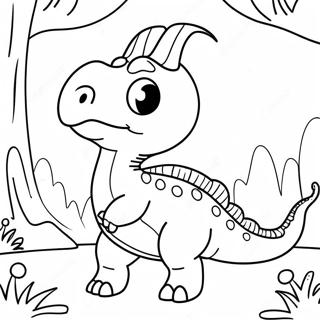 Mignon Parasaurolophus Jouant Dans La Foret Page A Colorier 38667-32140