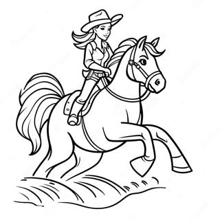 Page A Colorier Cowgirl Realiste Montant Un Cheval 38726-32190