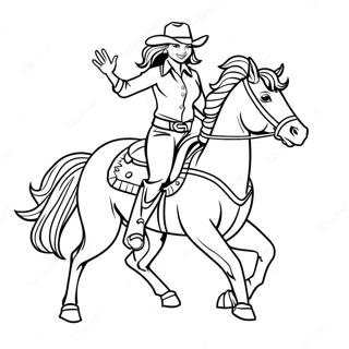 Page A Colorier Cowgirl Realiste Montant Un Cheval 38726-32191