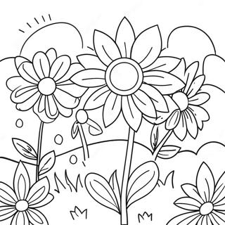 Page A Colorier Jardin De Fleurs Colorees 38827-32275