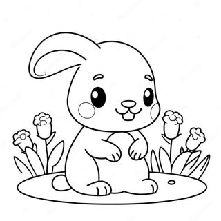 Page A Colorier Bebe Lapin Mignon Avec Des Fleurs 38947-32369