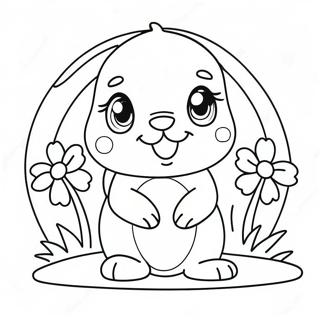 Page A Colorier Bebe Lapin Mignon Avec Des Fleurs 38947-32370