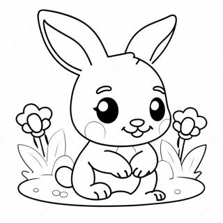 Page A Colorier Bebe Lapin Mignon Avec Des Fleurs 38947-32371